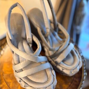 Paloma Barcelo Light Gray Strappy Braided Sandals